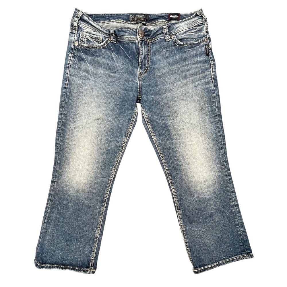Silver Jeans Blue Suki Mid Capri Super Stretch Denim Women 34X22